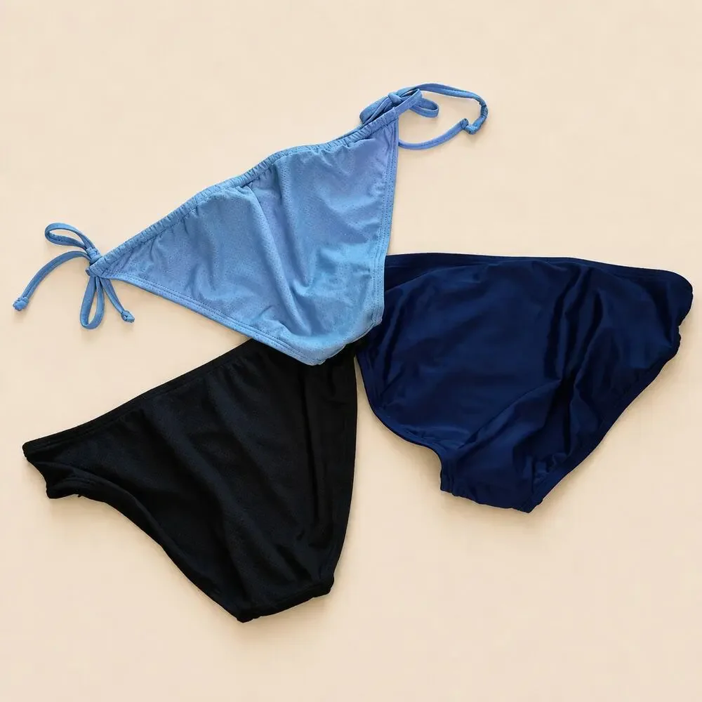 Shade & Shore Black Blue Bikini Bottom Vacation Beach Swimsuit Bathing Bundle SM